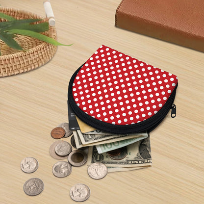 Red And White Polka Dot Pattern Print Coin Purse