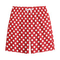 Red And White Polka Dot Pattern Print Cotton Shorts