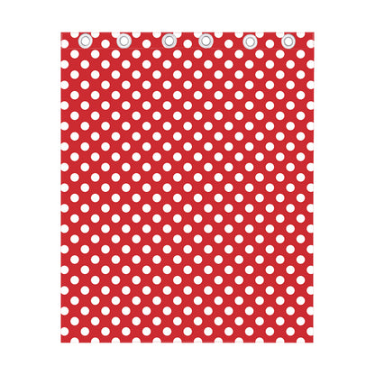 Red And White Polka Dot Pattern Print Curtain