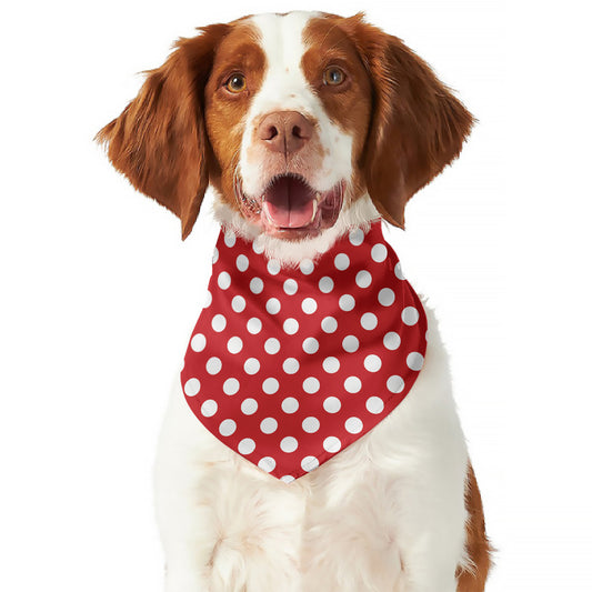 Red And White Polka Dot Pattern Print Dog Bandana