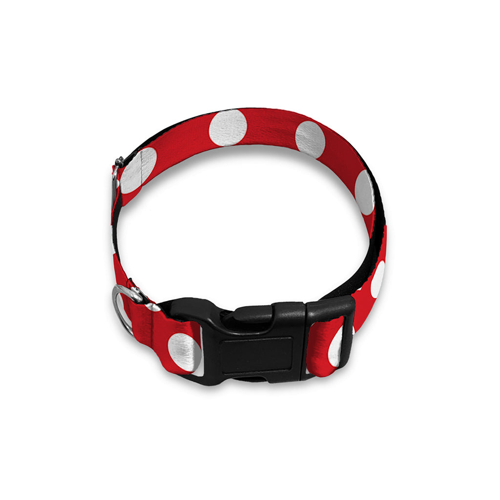 Red And White Polka Dot Pattern Print Dog Collar