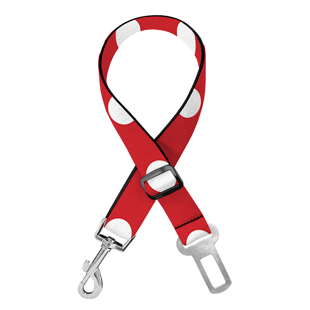 Red And White Polka Dot Pattern Print Dog Seat Belt