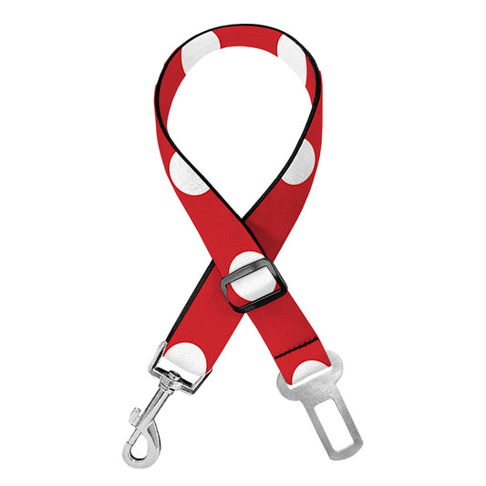 Red And White Polka Dot Pattern Print Dog Seat Belt
