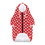 Red And White Polka Dot Pattern Print Dog Zip Up Hoodie