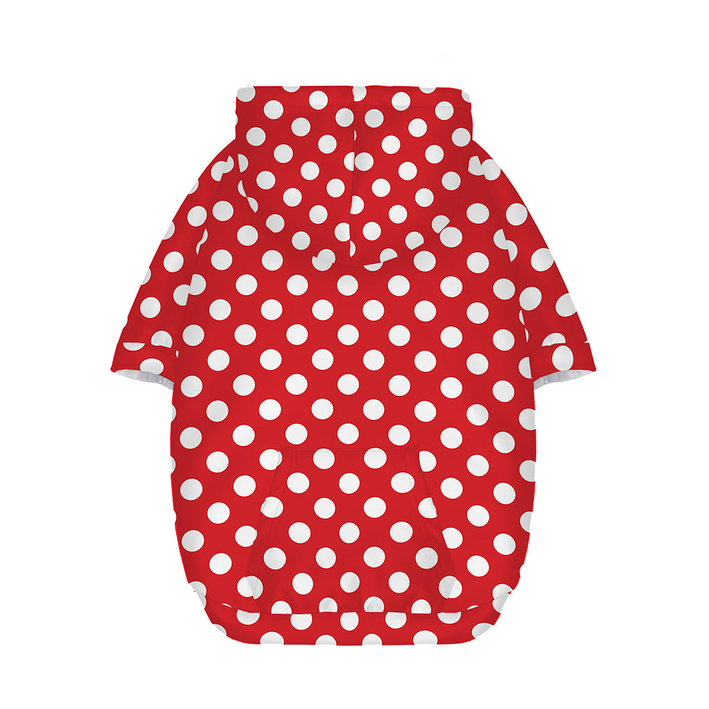 Red And White Polka Dot Pattern Print Dog Zip Up Hoodie