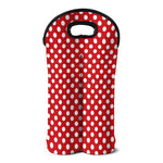 Red And White Polka Dot Pattern Print Double Neoprene Wine Tote
