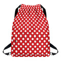Red And White Polka Dot Pattern Print Drawstring Backpack