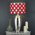 Red And White Polka Dot Pattern Print Drum Lamp Shade