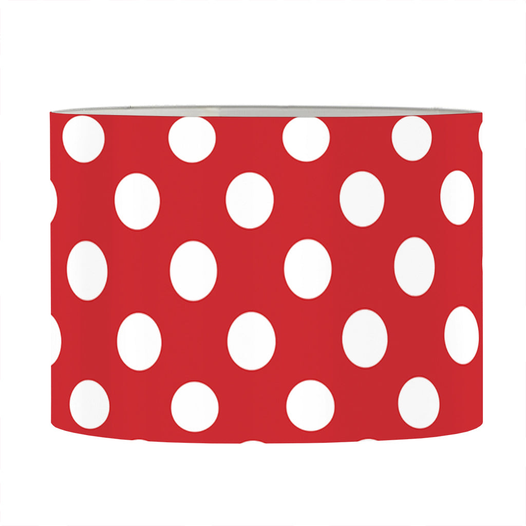 Red And White Polka Dot Pattern Print Drum Lamp Shade