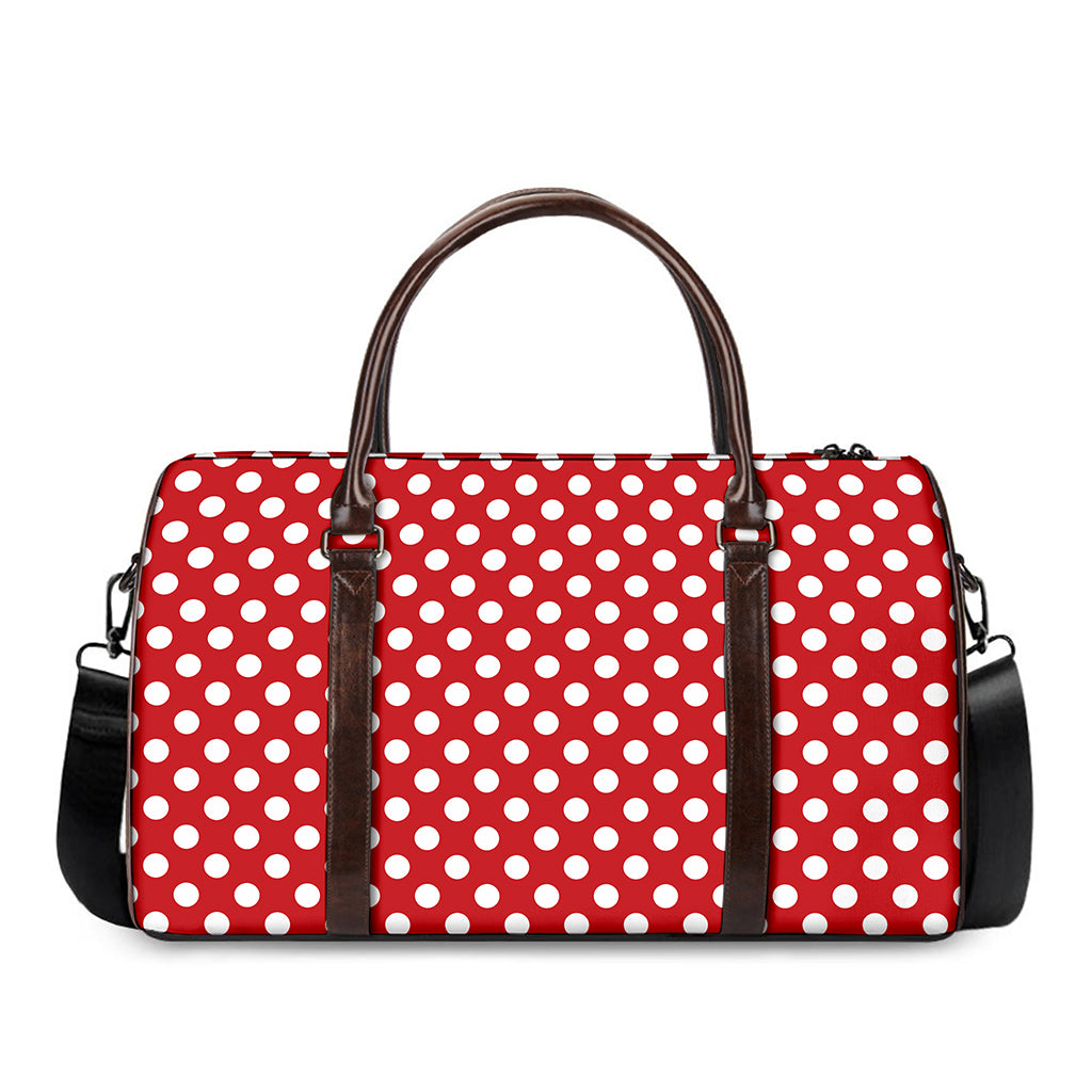 Red And White Polka Dot Pattern Print Duffle Bag