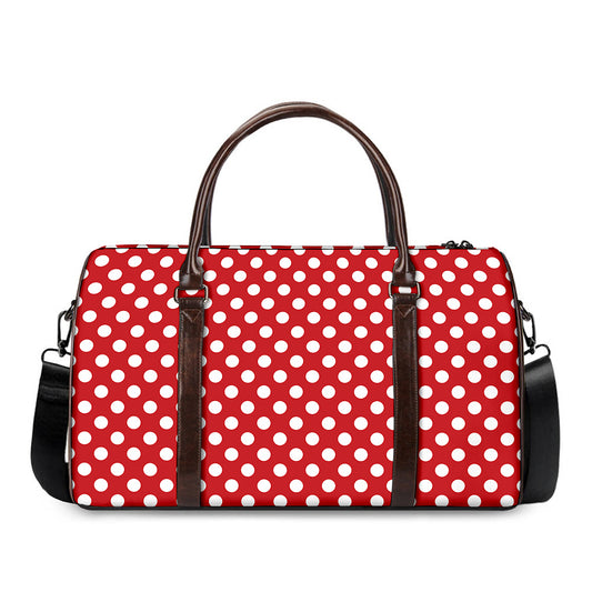 Red And White Polka Dot Pattern Print Duffle Bag