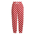 Red And White Polka Dot Pattern Print Fleece Lined Knit Pants