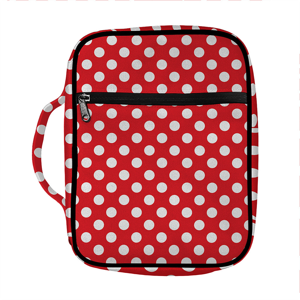 Red And White Polka Dot Pattern Print Front Pocket Bible Bag