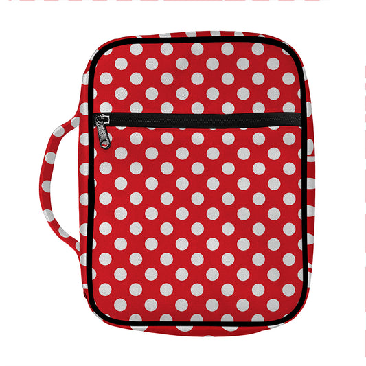 Red And White Polka Dot Pattern Print Front Pocket Bible Bag