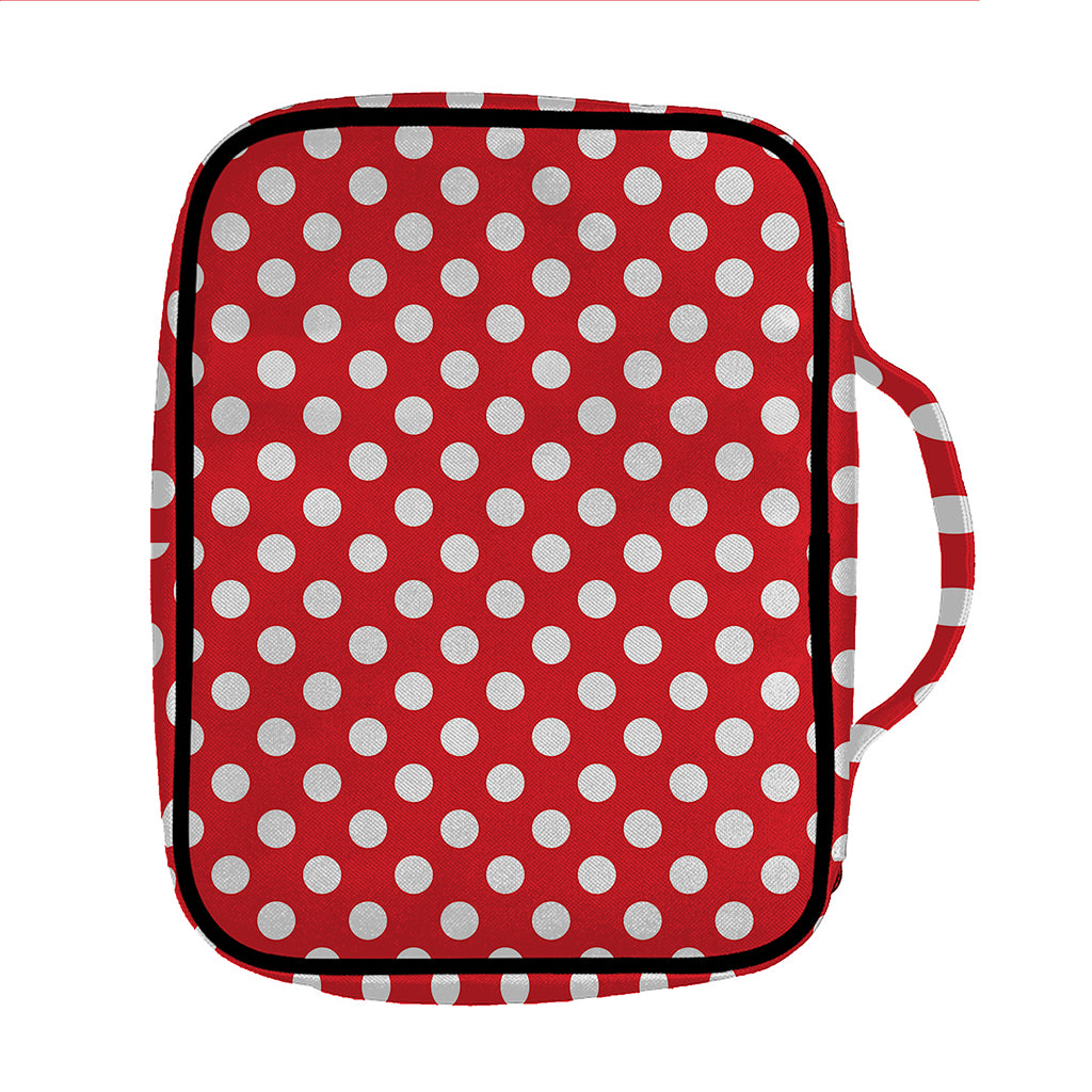 Red And White Polka Dot Pattern Print Front Pocket Bible Bag
