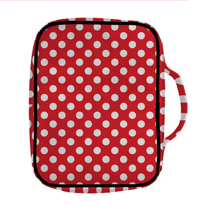 Red And White Polka Dot Pattern Print Front Pocket Bible Bag