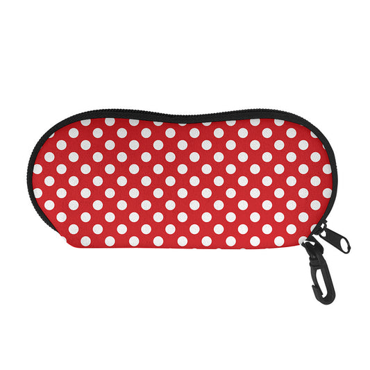 Red And White Polka Dot Pattern Print Glasses Case