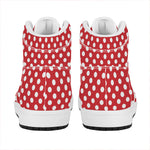 Red And White Polka Dot Pattern Print High Top Leather Sneakers
