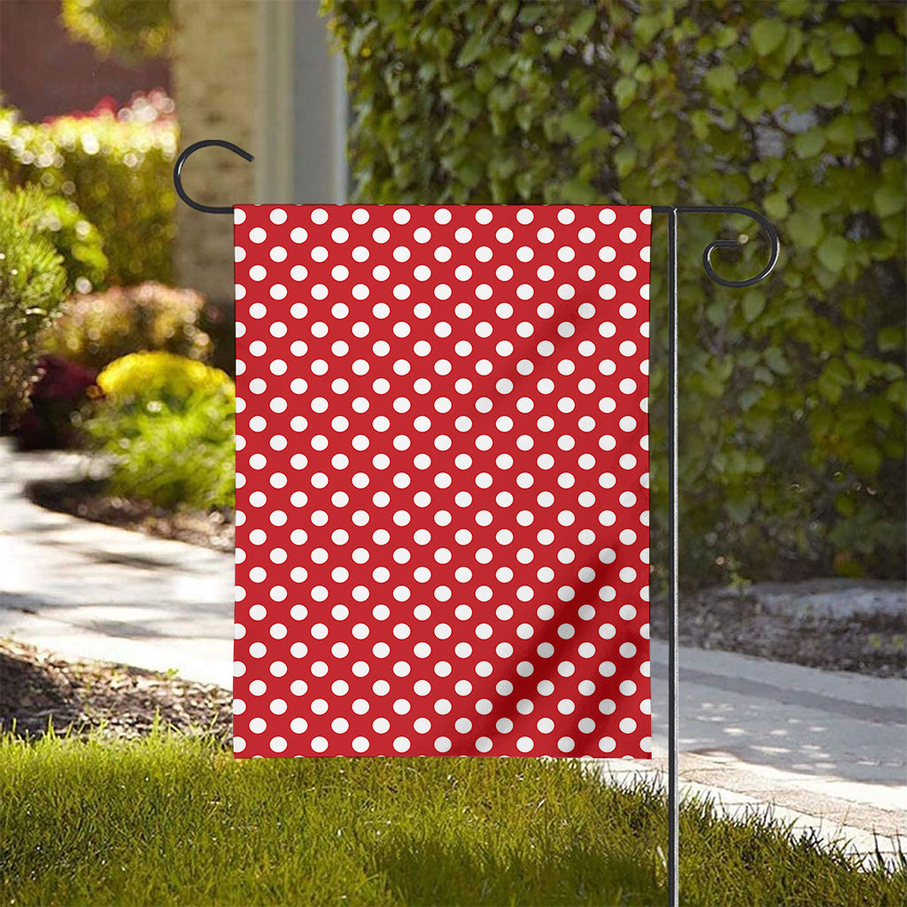 Red And White Polka Dot Pattern Print House Flag