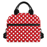 Red And White Polka Dot Pattern Print Insulated Lunch Bag