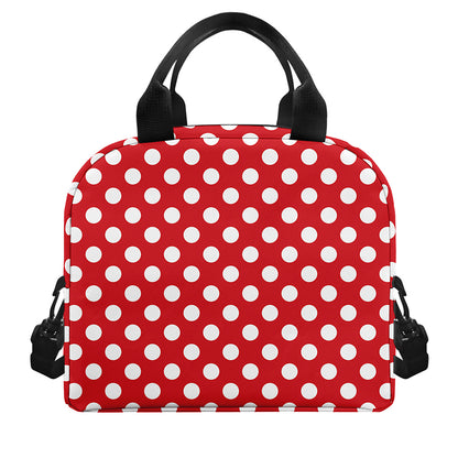 Red And White Polka Dot Pattern Print Insulated Lunch Bag