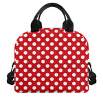 Red And White Polka Dot Pattern Print Insulated Lunch Bag