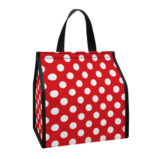 Red And White Polka Dot Pattern Print Insulated Lunch Tote