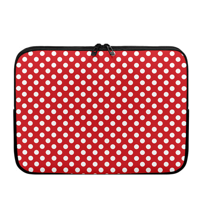 Red And White Polka Dot Pattern Print Laptop Sleeve