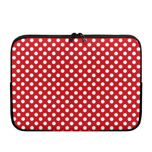 Red And White Polka Dot Pattern Print Laptop Sleeve