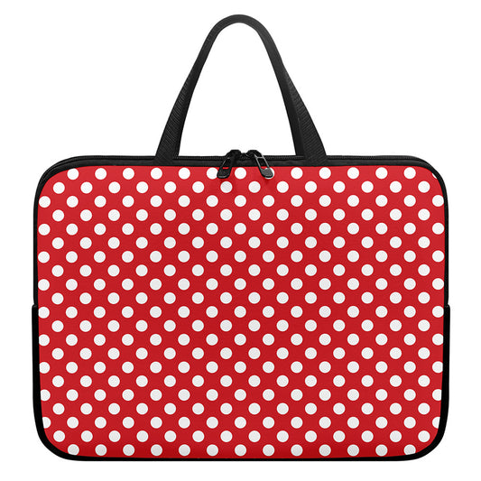 Red And White Polka Dot Pattern Print Laptop Sleeve With Handle