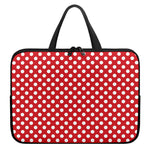 Red And White Polka Dot Pattern Print Laptop Sleeve With Handle
