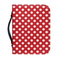 Red And White Polka Dot Pattern Print Leather Bible Cover