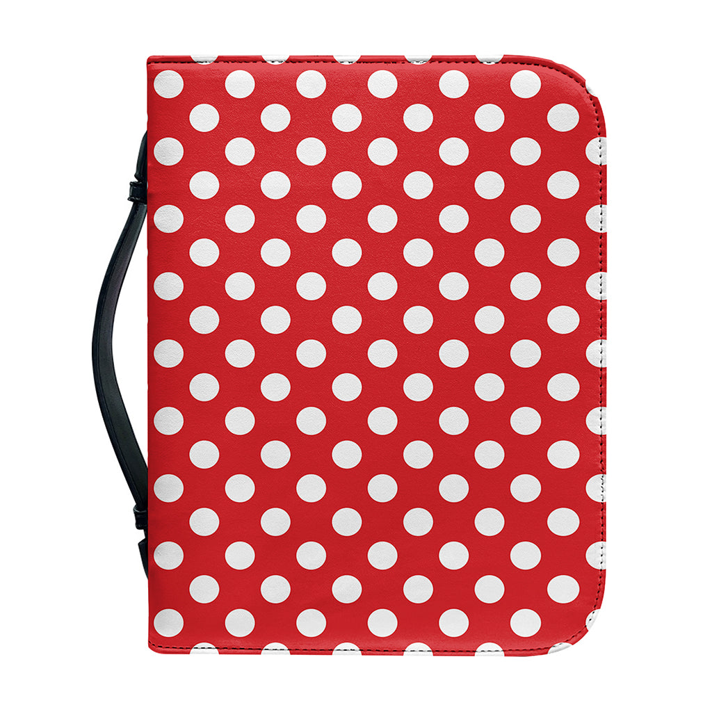 Red And White Polka Dot Pattern Print Leather Bible Cover