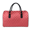 Red And White Polka Dot Pattern Print Leather Duffel Bag