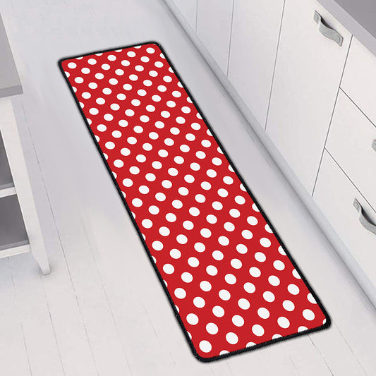 Red And White Polka Dot Pattern Print Long Kitchen Mat