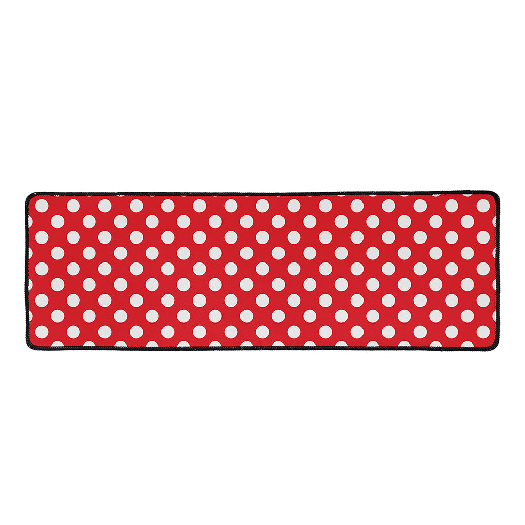 Red And White Polka Dot Pattern Print Long Kitchen Mat
