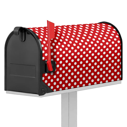 Red And White Polka Dot Pattern Print Mailbox Cover