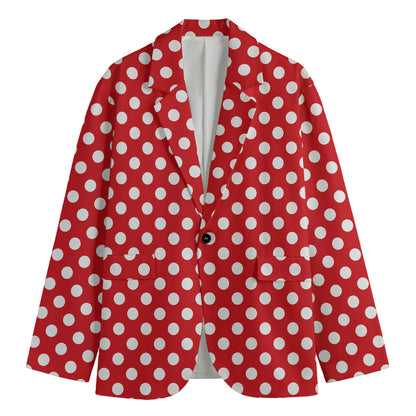 Red And White Polka Dot Pattern Print Men's Blazer