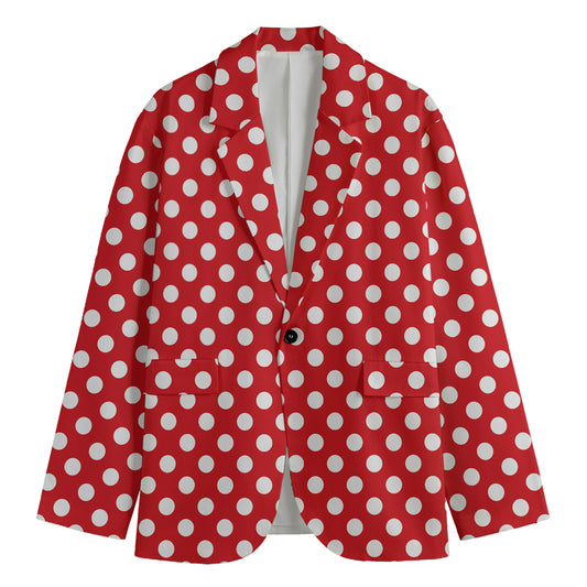 Red And White Polka Dot Pattern Print Men's Blazer