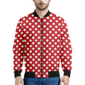 Red And White Polka Dot Pattern Print Men's Bomber Jacket