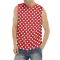 Red And White Polka Dot Pattern Print Men's Fitness Tank Top