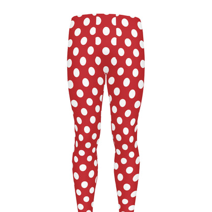 Red And White Polka Dot Pattern Print Men's leggings