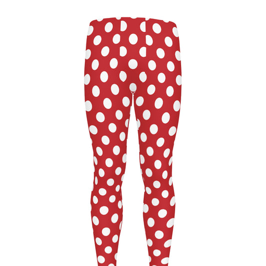Red And White Polka Dot Pattern Print Men's leggings