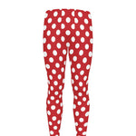 Red And White Polka Dot Pattern Print Men's leggings