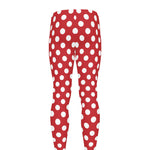 Red And White Polka Dot Pattern Print Men's leggings