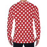 Red And White Polka Dot Pattern Print Men's Long Sleeve T-Shirt