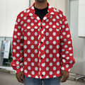 Red And White Polka Dot Pattern Print Men's Shirt Jacket
