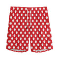 Red And White Polka Dot Pattern Print Men's Athletic Shorts