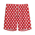 Red And White Polka Dot Pattern Print Men's Sports Shorts