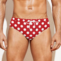 Red And White Polka Dot Pattern Print Men's Swim Briefs